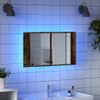 Armario Espejo De Baño Led Acrílico Roble Ahumado 80x12x45 Cm Marrón