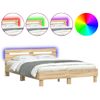 Vidaxl Estructura De Cama Cabecero Y Luces Led Roble Sonoma 150x200 Cm Marrón