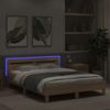 Vidaxl Estructura De Cama Cabecero Y Luces Led Roble Sonoma 150x200 Cm Marrón