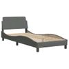 Estructura De Cama Con Cabecero De Tela Gris Oscuro 90x190 Cm