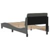 Estructura De Cama Con Cabecero De Tela Gris Oscuro 90x190 Cm