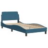 Estructura Cama Con Cabecero Terciopelo Azul 90x190 Cm