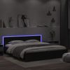 Estructura De Cama Cabecero Y Luces Led Negra 180x200 Cm