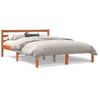 Estructura De Cama Madera Maciza Pino Marrón Cera 135x190 Cm