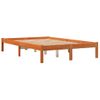 Estructura De Cama Madera Maciza Pino Marrón Cera 140x200 Cm