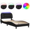 Vidaxl Estructura De Cama Con Luz Led Cuero Sintético Negro 90x190 Cm