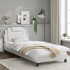 Vidaxl Estructura De Cama Con Cabecero Cuero Sintético Blanco 90x190cm