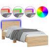 Estructura De Cama Cabecero Luces Led Roble Sonoma 90x190 Cm Marrón