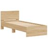 Cama Con Cabecero Madera De Ingeniería Roble Sonoma 90x190 Cm Marrón