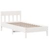 Estructura De Cama Con Cabecero Madera Pino Blanco 90x190 Cm