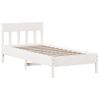 Estructura De Cama Con Cabecero Madera Pino Blanco 75x190 Cm