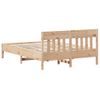 Estructura De Cama Con Cabecero Madera Maciza Pino 135x190 Cm Marrón