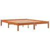 Estructura De Cama Madera Maciza Pino Marrón Cera 150x200 Cm