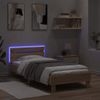 Estructura De Cama Cabecero Luces Led Roble Sonoma 90x200 Cm Marrón