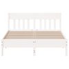 Estructura De Cama Con Cabecero Madera Pino Blanco 140x190 Cm