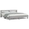 Vidaxl Estructura De Cama Cabecero Y Luces Led Gris Sonoma 160x200 Cm