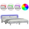 Vidaxl Estructura De Cama Cabecero Y Luces Led Gris Hormigón 180x200cm