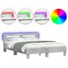 Vidaxl Estructura De Cama Cabecero Y Luces Led Gris Hormigón 140x200cm