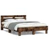 Vidaxl Cama Con Cabecero Madera De Ingeniería Roble Ahumado 135x190 Cm Marrón