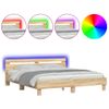 Vidaxl Estructura De Cama Cabecero Y Luces Led Roble Sonoma 160x200 Cm Marrón