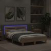 Vidaxl Estructura De Cama Cabecero Y Luces Led Roble Sonoma 135x190 Cm Marrón