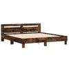 Vidaxl Cama Con Cabecero Madera De Ingeniería Roble Ahumado 160x200 Cm Marrón