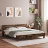 Vidaxl Cama Con Cabecero Madera De Ingeniería Roble Ahumado 160x200 Cm Marrón