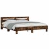 Vidaxl Cama Con Cabecero Madera De Ingeniería Roble Ahumado 160x200 Cm Marrón