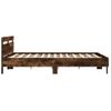 Vidaxl Cama Con Cabecero Madera De Ingeniería Roble Ahumado 160x200 Cm Marrón