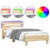 Estructura De Cama Cabecero Luces Led Roble Sonoma 100x200 Cm Marrón