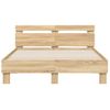 Vidaxl Cama Con Cabecero Madera De Ingeniería Roble Sonoma 135x190 Cm Marrón