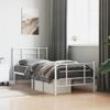 Estructura Cama Metal Con Cabecero Y Pie Cama Blanca 90x200 Cm