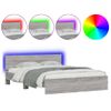 Vidaxl Estructura De Cama Cabecero Y Luces Led Gris Sonoma 160x200 Cm