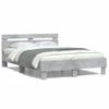 Vidaxl Estructura De Cama Cabecero Y Luces Led Gris Hormigón 135x190cm