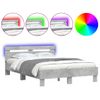 Vidaxl Estructura De Cama Cabecero Y Luces Led Gris Hormigón 135x190cm