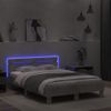 Vidaxl Estructura De Cama Cabecero Y Luces Led Gris Hormigón 135x190cm