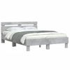 Vidaxl Estructura De Cama Cabecero Y Luces Led Gris Hormigón 135x190cm