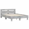 Vidaxl Estructura De Cama Cabecero Y Luces Led Gris Hormigón 135x190cm