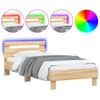 Estructura De Cama Cabecero Luces Led Roble Sonoma 75x190 Cm Marrón