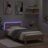 Estructura De Cama Cabecero Luces Led Roble Sonoma 75x190 Cm Marrón