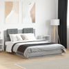 Vidaxl Estructura Cama Con Cabecero Luces Led Gris Sonoma 135x190 Cm