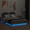 Vidaxl Estructura Cama Con Cabecero Luces Led Gris Sonoma 135x190 Cm