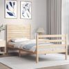 Vidaxl Estructura De Cama Con Cabecero Madera Maciza 100x200 Cm Marrón