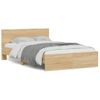 Vidaxl Estructura De Cama Cabecero Y Luces Led Roble Sonoma 135x190 Cm Marrón