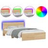 Vidaxl Estructura De Cama Cabecero Y Luces Led Roble Sonoma 135x190 Cm Marrón