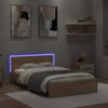 Vidaxl Estructura De Cama Cabecero Y Luces Led Roble Sonoma 135x190 Cm Marrón