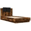 Vidaxl Cama Con Cabecero Madera De Ingeniería Roble Ahumado 90x190 Cm Marrón