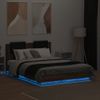 Vidaxl Estructura Cama Con Cabecero Luces Led Roble Sonoma 135x190 Cm Marrón