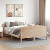 Estructura De Cama Con Cabecero Madera Maciza Pino 140x190 Cm Marrón