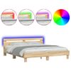 Vidaxl Estructura De Cama Cabecero Y Luces Led Roble Sonoma 200x200 Cm Marrón